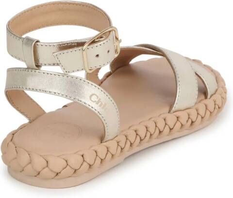 Chloé Kids Sandalen met gevlochten zool Goud