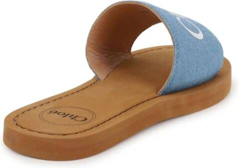 Chloé Kids Slippers met logoprint Blauw