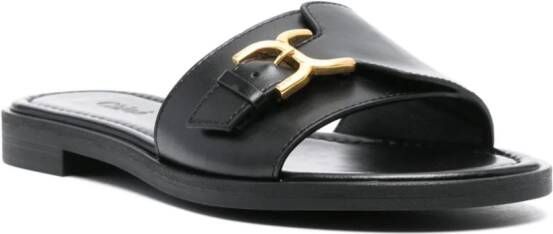 Chloé Marcie leren slippers Zwart