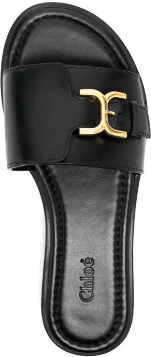Chloé Marcie leren slippers Zwart
