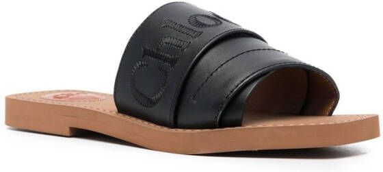 Chloé Sandalen met geborduurd logo Zwart