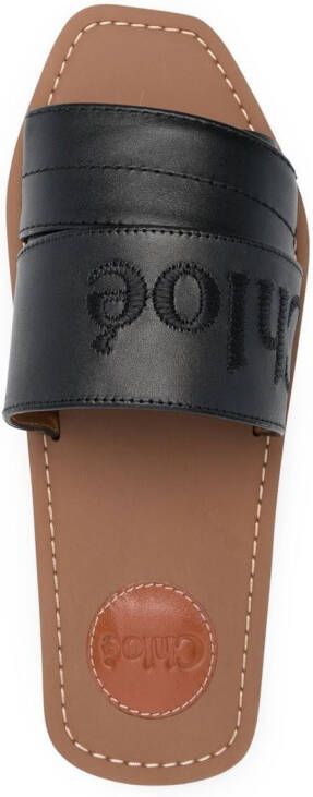 Chloé Sandalen met geborduurd logo Zwart