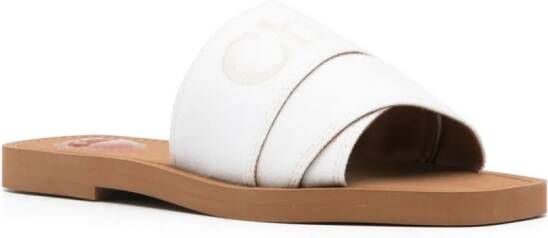Chloé Woody slippers met geborduurd logo Wit