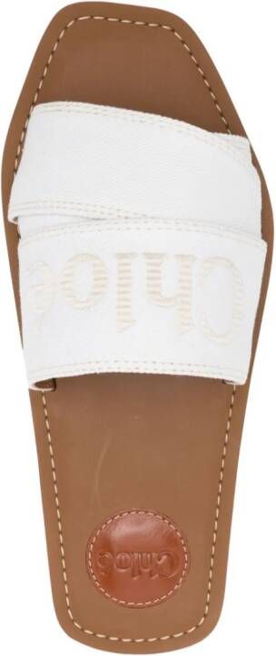 Chloé Woody slippers met geborduurd logo Wit