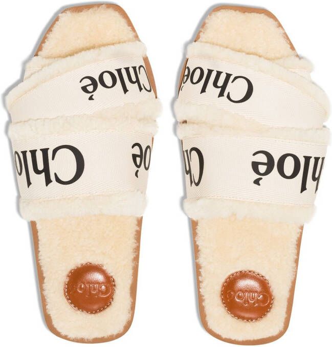 Chloé Woody sandalen met logoband Wit