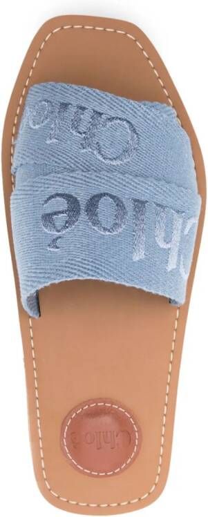 Chloé Woody slippers met geborduurd logo Blauw