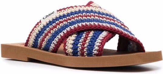 Chloé Woody slippers met gekruiste bandjes Blauw