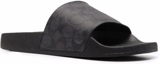 Coach Signature gecoate canvas slippers Zwart