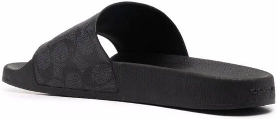 Coach Signature gecoate canvas slippers Zwart