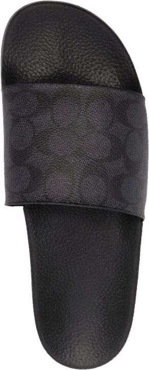 Coach Signature gecoate canvas slippers Zwart