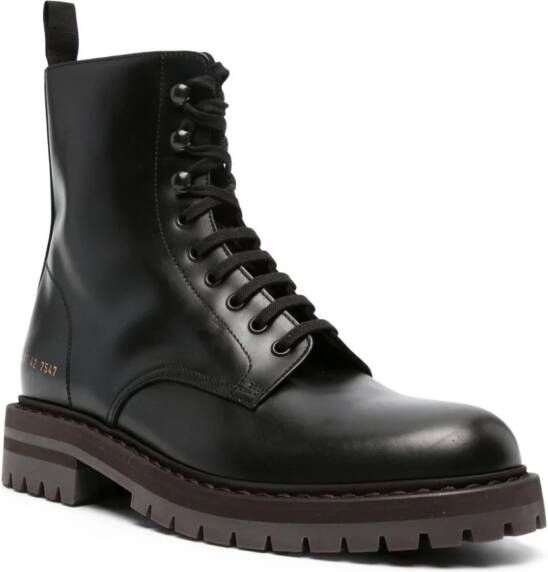 Common Projects Leren combat boots Zwart