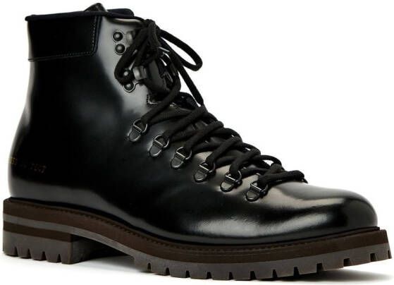 Common Projects Leren veterlaarzen Zwart