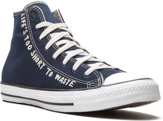Converse All Star high-top 'Life's Too Short To Waste' sneakers Blauw