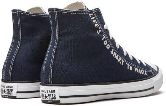 Converse All Star high-top 'Life's Too Short To Waste' sneakers Blauw