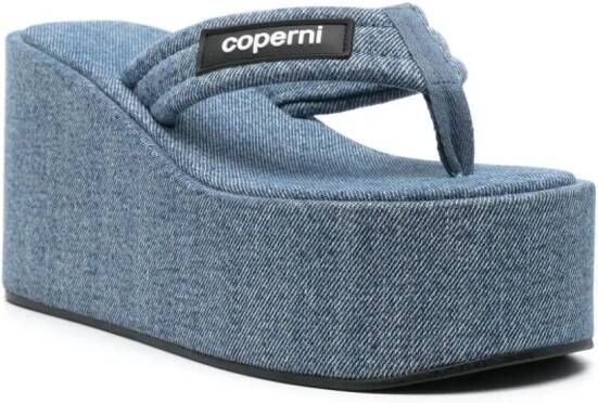Coperni 100 mm denim sandalen Blauw