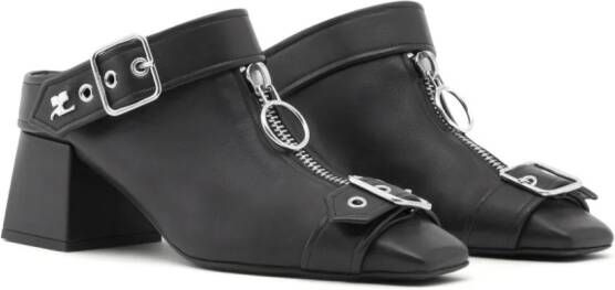 Courrèges Gogo 55 mm leren muiltjes Zwart