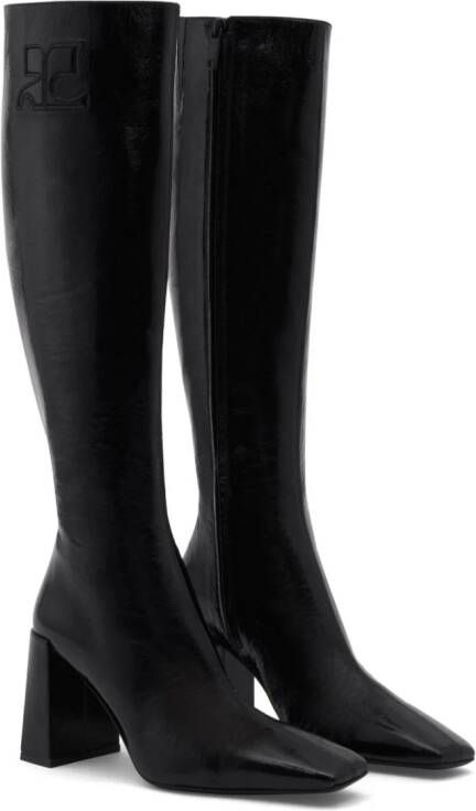 Courrèges Heritage Naplack 70 mm leren laarzen Zwart