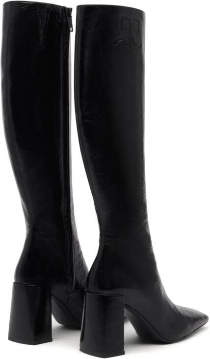 Courrèges Heritage Naplack 70 mm leren laarzen Zwart