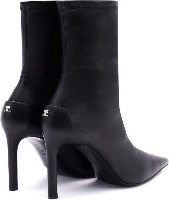 Courrèges Leren stiletto laarzen Zwart