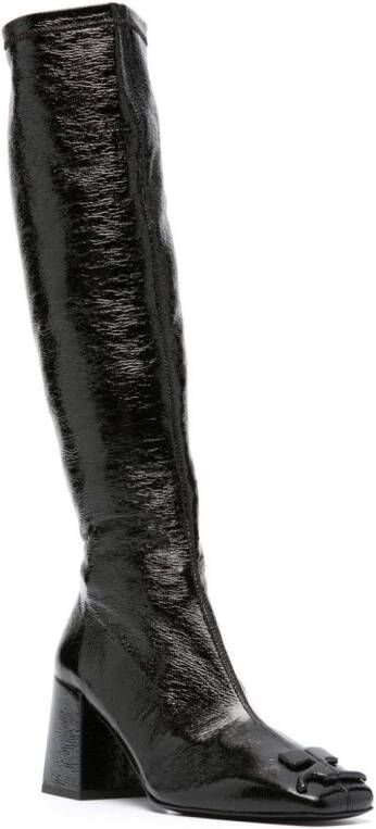Courrèges Leren knielaarzen Zwart