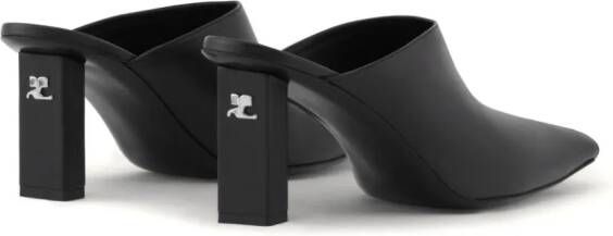 Courrèges 70 mm leren muiltjes met vierkante neus Zwart