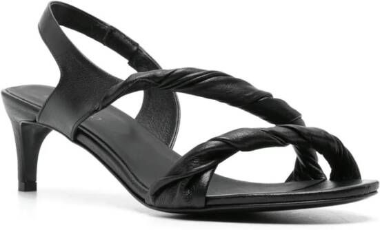 Del Carlo 60mm gedraaide leren sandalen Zwart