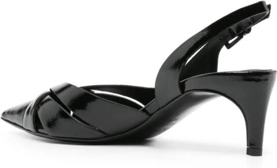 Del Carlo 60mm slingback leren sandalen Zwart