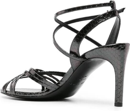 Del Carlo 85mm sandalen met slangenleer-effect Zwart