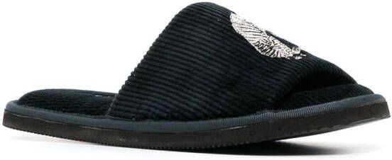 Desmond & Dempsey Sansindo slippers met tijgerprint Zwart