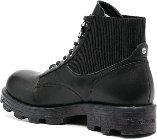 Diesel Leren combat boots Zwart