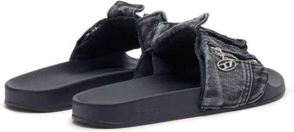 Diesel Sa-Mayemi PK denim slippers Zwart