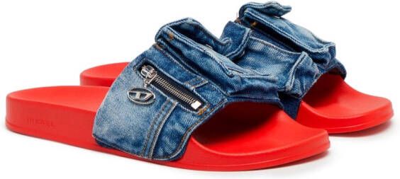 Diesel Sa-Mayemi PK denim slippers Blauw