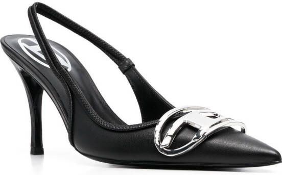 Diesel D-Venus 80mm leren slingback pumps Zwart