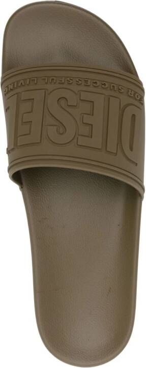 Diesel Sa-Mayemi Cc slippers met logo-reliëf Groen