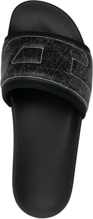 Diesel Slippers met geborduurd logo Zwart