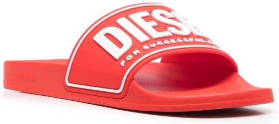 Diesel Sa-Mayemi-Cc slippers met logo-reliëf Rood