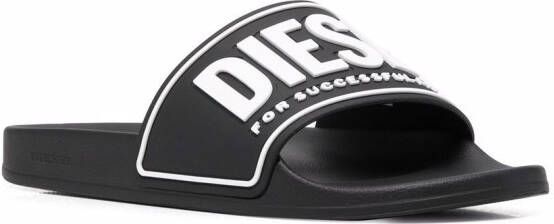 Diesel Sa-Mayemi-Cc slippers met logo-reliëf Zwart