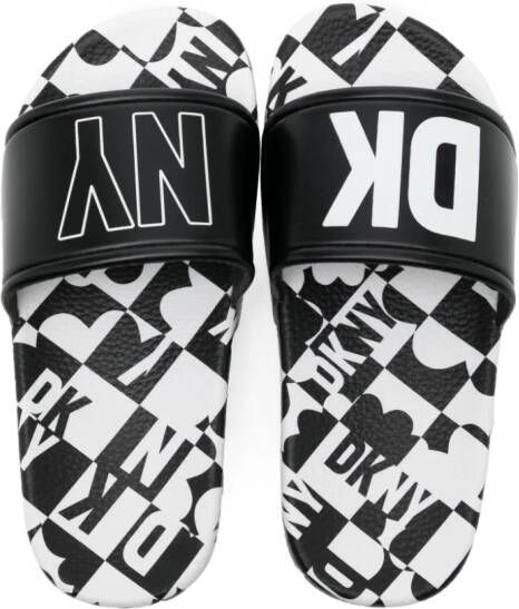 Dkny Kids Slippers met logoprint Zwart