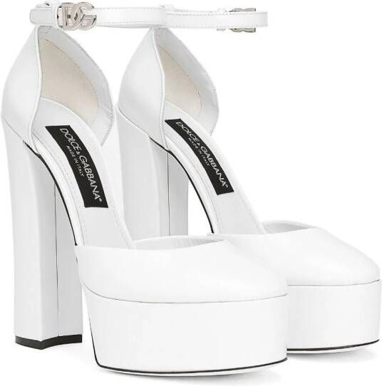 Dolce & Gabbana 105mm lakleren pumps met plateauzool Wit