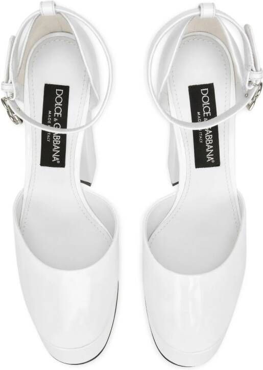 Dolce & Gabbana 105mm lakleren pumps met plateauzool Wit