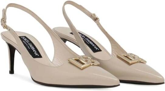 Dolce & Gabbana Slingback pumps met logo Beige