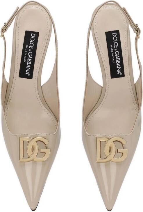 Dolce & Gabbana Slingback pumps met logo Beige