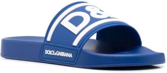 Dolce & Gabbana Badslippers met logoprint Blauw