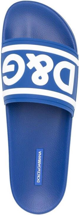 Dolce & Gabbana Badslippers met logoprint Blauw