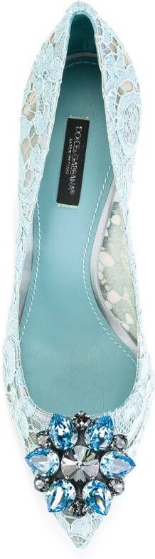 Dolce & Gabbana 90 mm Lace Rainbow pumps met brochedetail Blauw