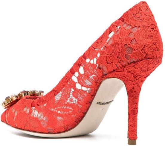Dolce & Gabbana 60 mm Lace Rainbow pumps met brochedetail Rood