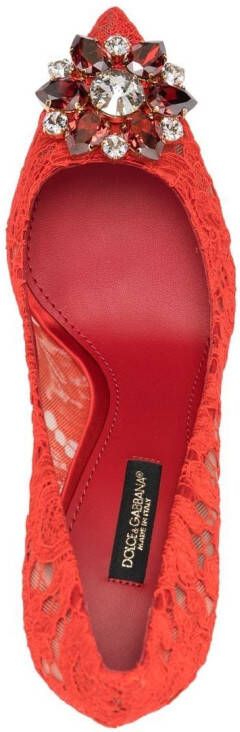 Dolce & Gabbana 60 mm Lace Rainbow pumps met brochedetail Rood