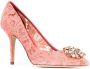 Dolce & Gabbana 90 mm Lace Rainbow pumps met brochedetail Roze - Thumbnail 2