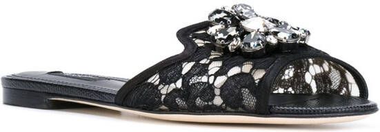 Dolce & Gabbana Bianca embellished flat sandals Zwart