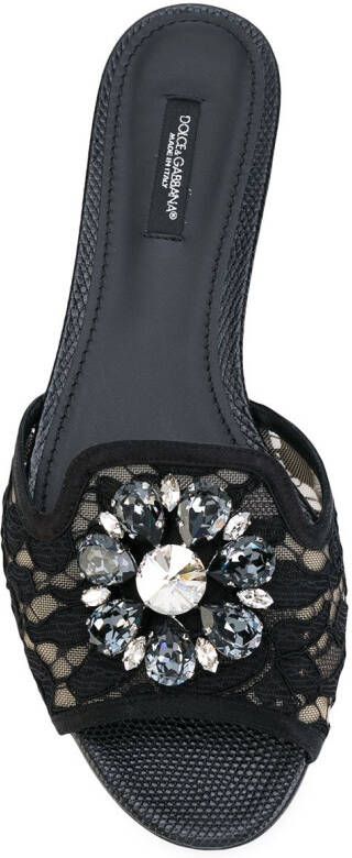 Dolce & Gabbana Bianca embellished flat sandals Zwart